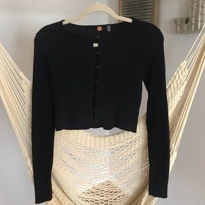 NWOT Free People Black Ribbed Crop Sweater